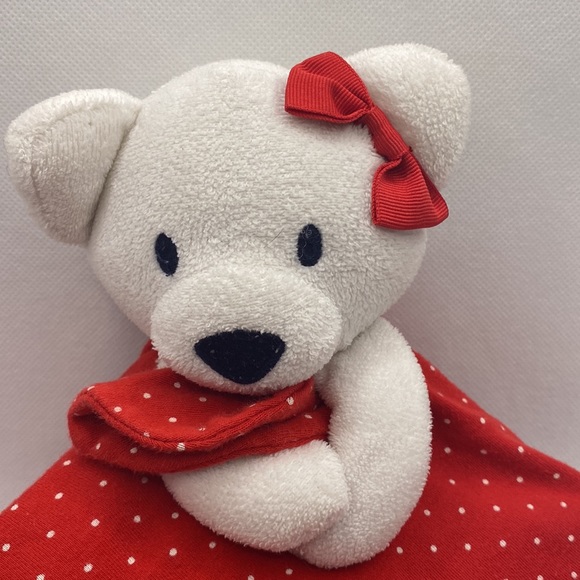Gymboree White Bear Lovey Security Blanket Red Blue Polka Dot Floral - Picture 2 of 8